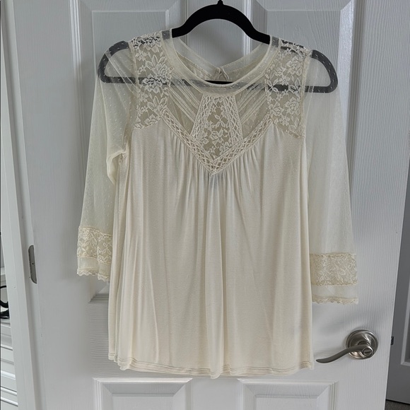 Express Tops - Express Cream Pleated Embellished Blouse